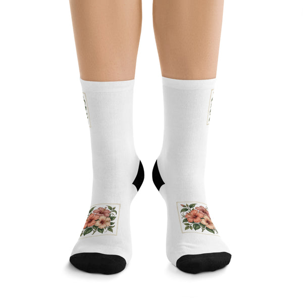 Floral Rose Crew Socks — Recycled Poly Sustainable Socks