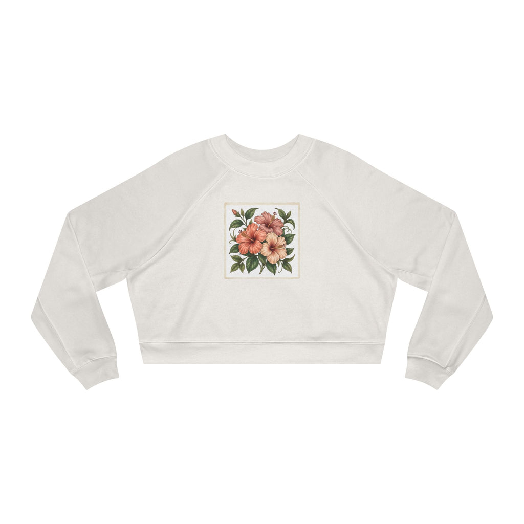 Cropped Pullover — Vintage Peach Floral Sweatshirt