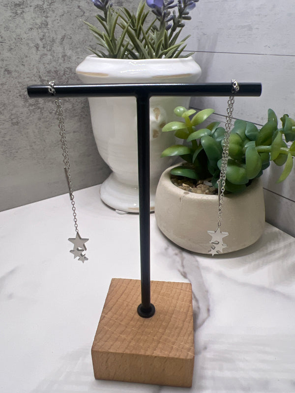 Star rain silver earrings