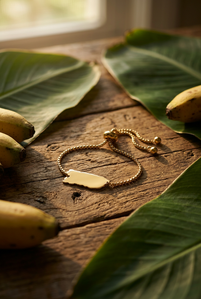 Somos Boricuas pulsera dorada