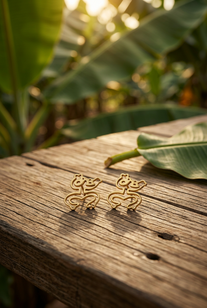 Taino lines earrings gold