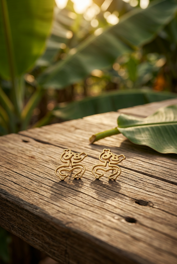 Taino lines earrings gold
