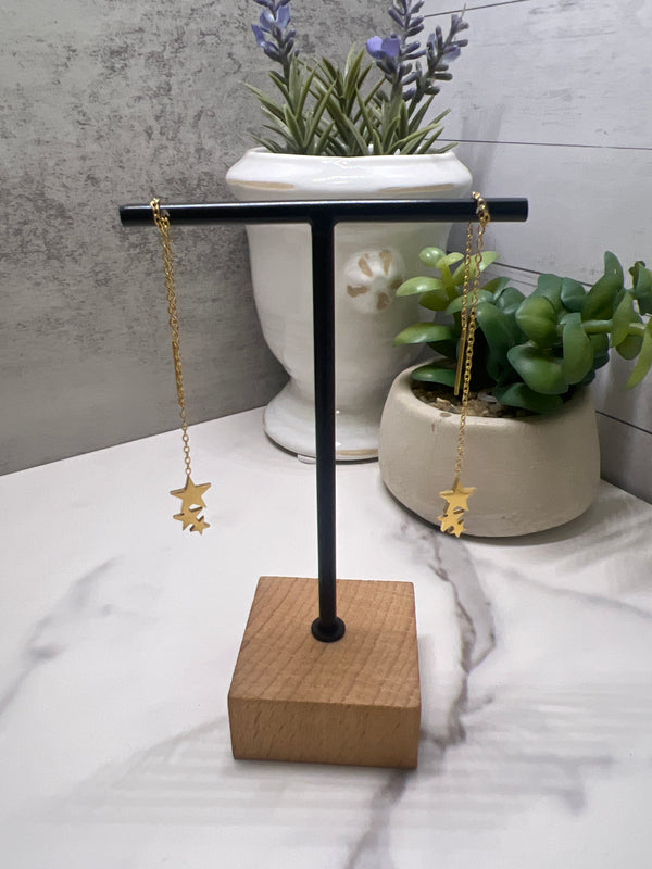 Star rain gold earrings