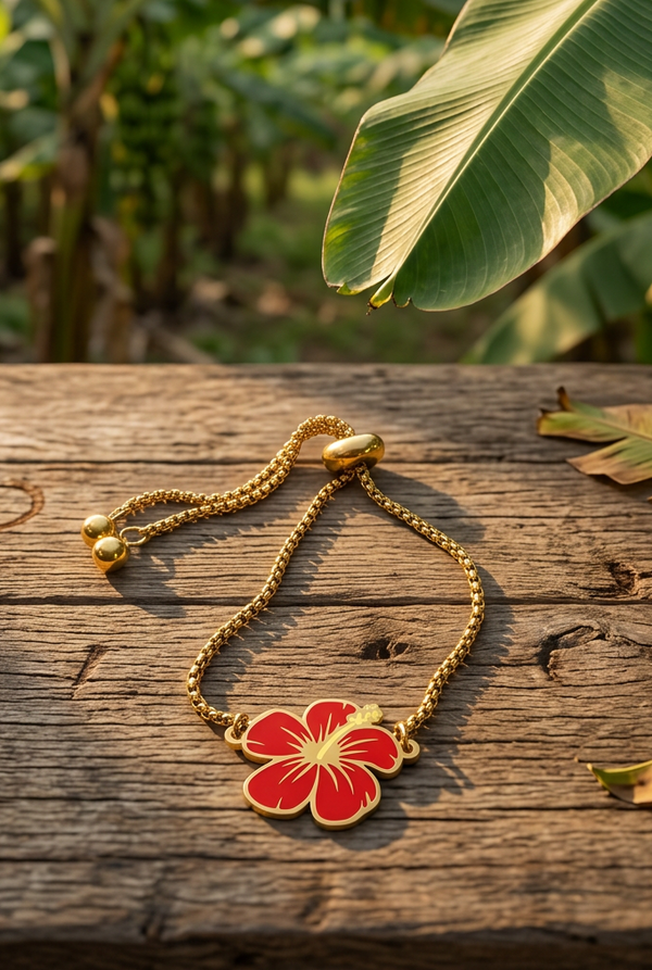 Flor Maga Roja Dorada pulsera