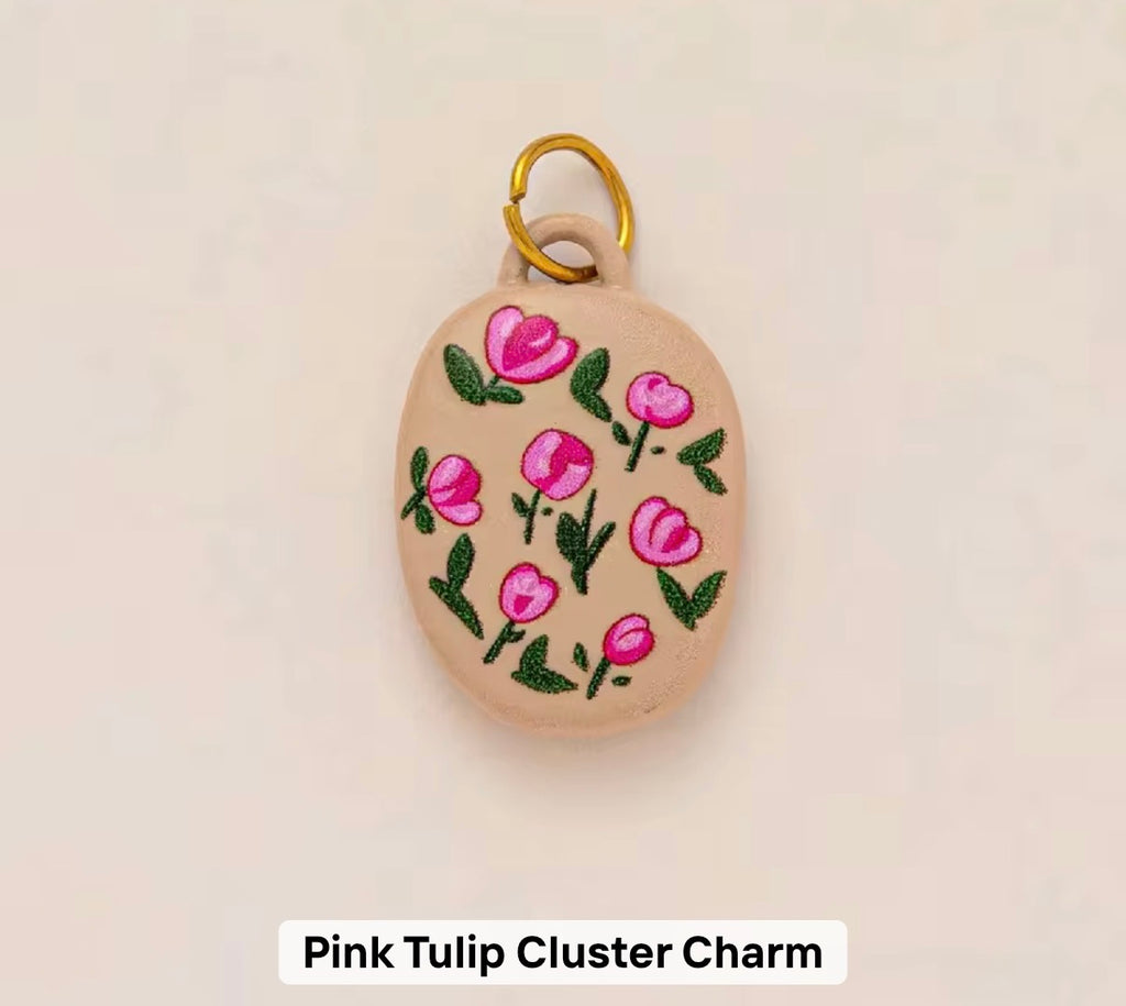 Pink Tulip Cluster Charm