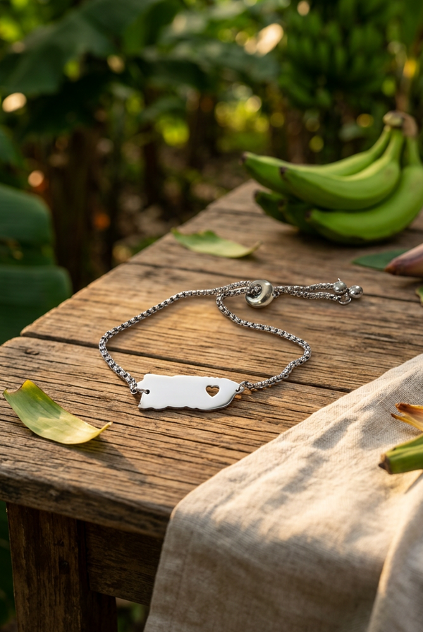 Pulsera Mapa corazón plateado