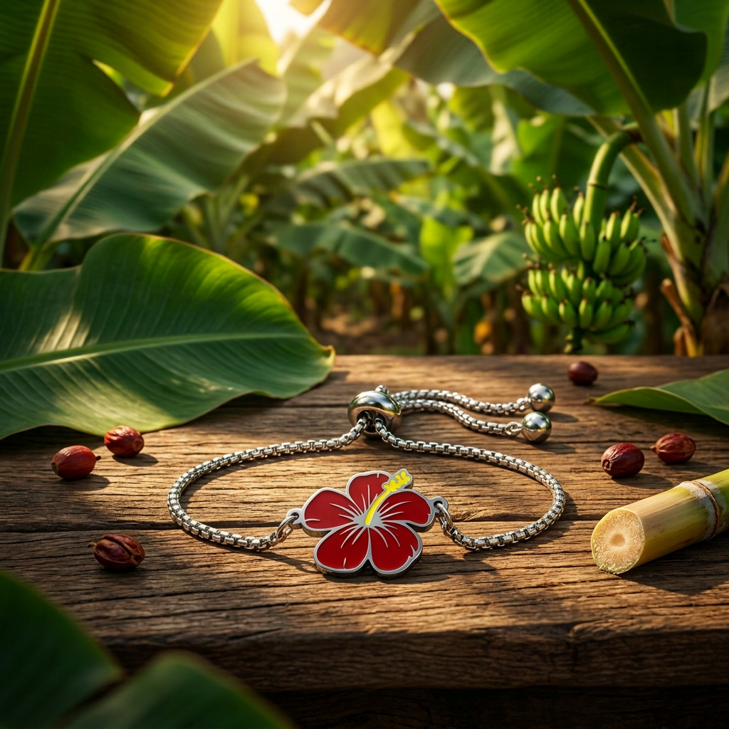 Pulsera Flor de Maga Roja y Plateada