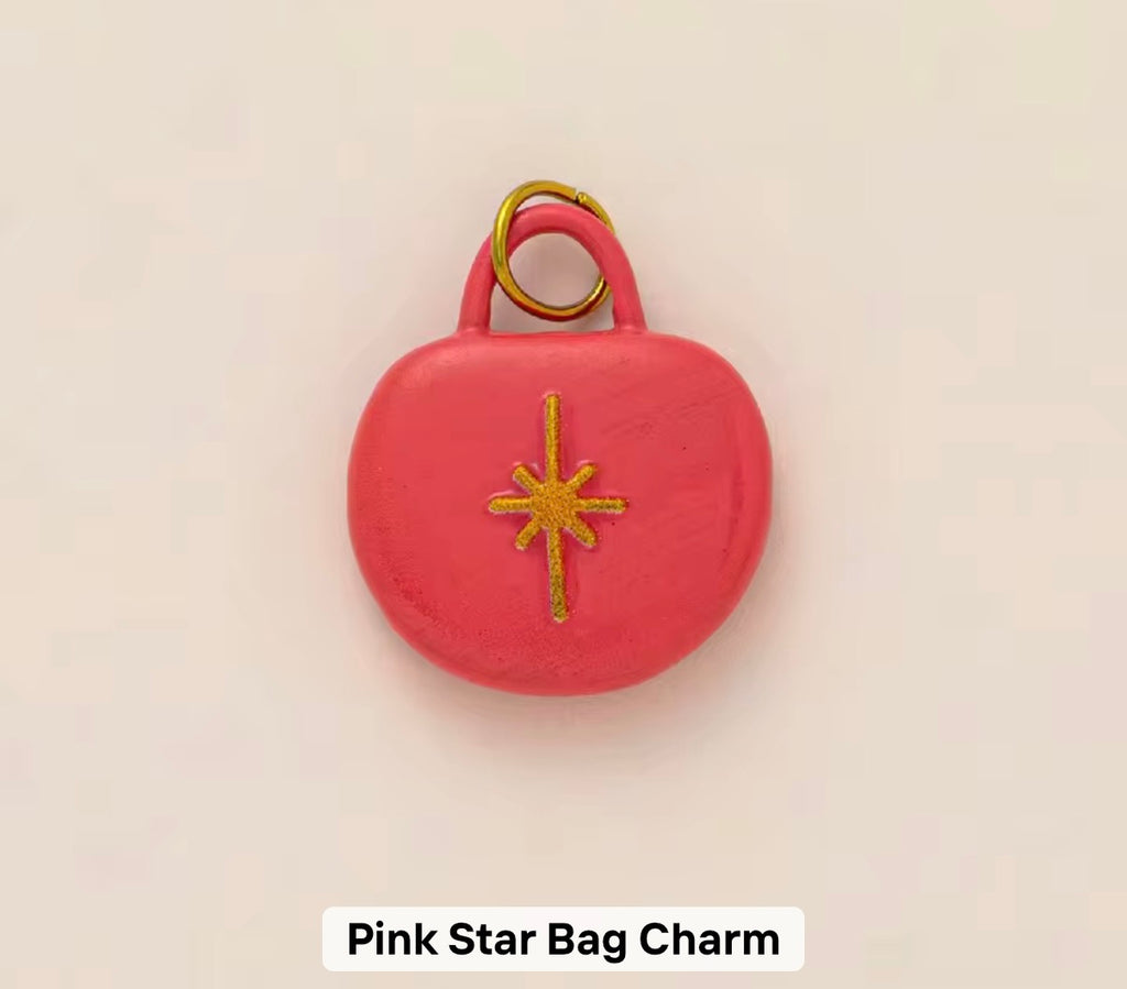 Pink star bag charm