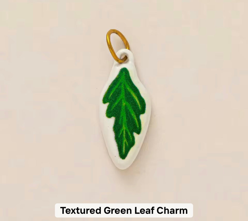 Textured Green leaf charm
