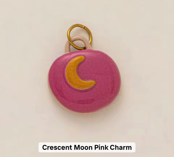 Crescent moon pink charm