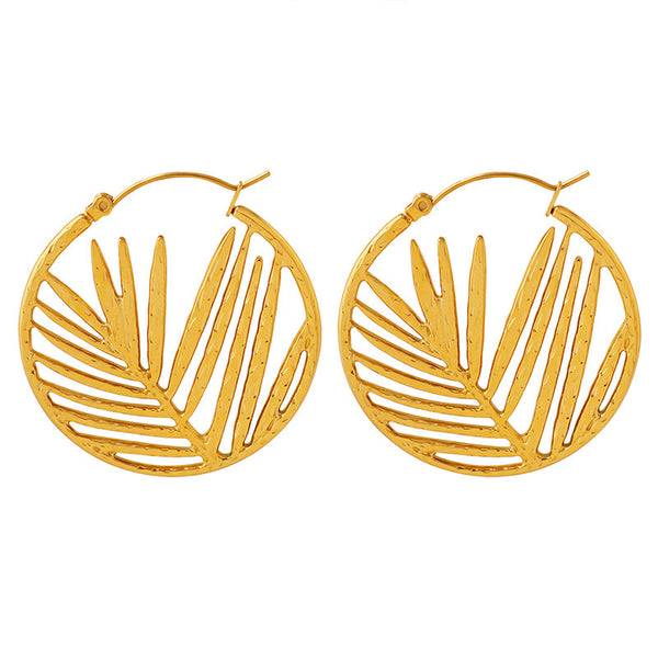 Tropical hoops earrings gold