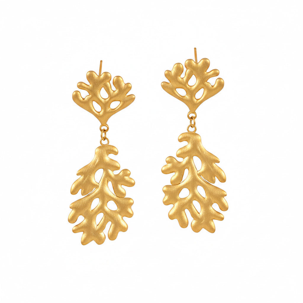Coral spirit earrings gold