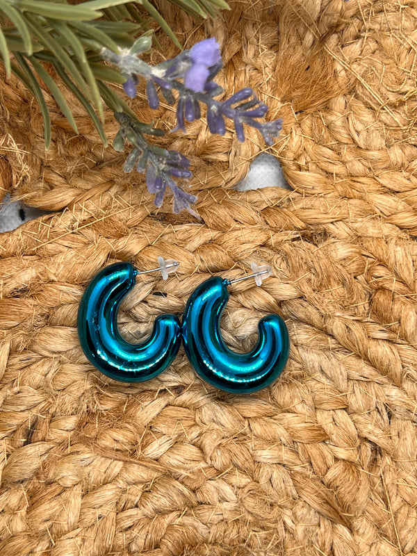 Aqua chunky earrings