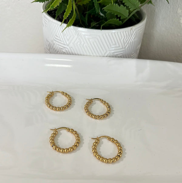Ball gold hoop earrings