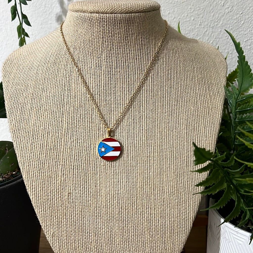 Cadena Bandera circulo dorada