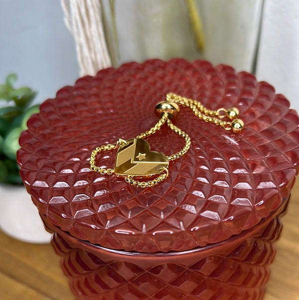 Pulsera Corazon Bandera Dorada