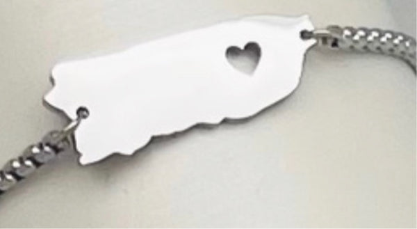 Pulsera Mapa corazón plateado