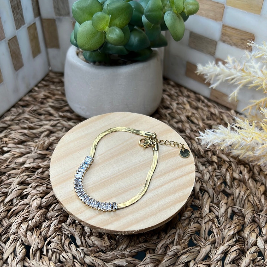 Half Crystal Gold Bracelet